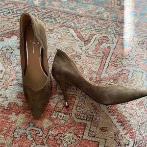 Paolo Linea Penrose Brown Suede Heels with Pointed Toe